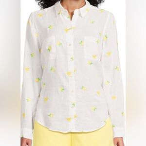 Lilly Pulitzer sea coast Linen Lemon Print shirt